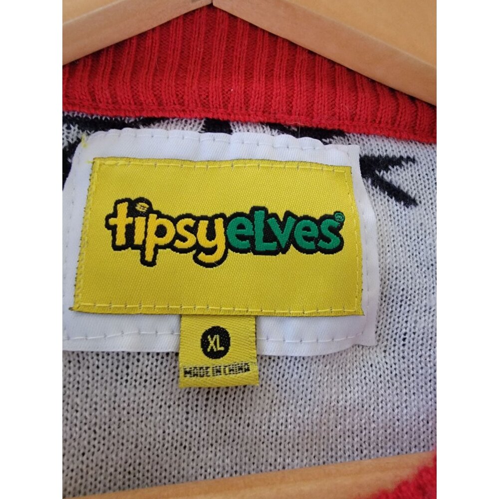 Tipsy Elves XL Funny Christmas Sweater With Santa Bent Over Design & Snowflakes - Picture 3 of 4